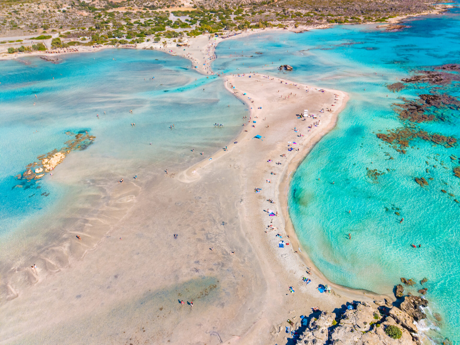 Elafonisi pink beach clear water Crete paradise