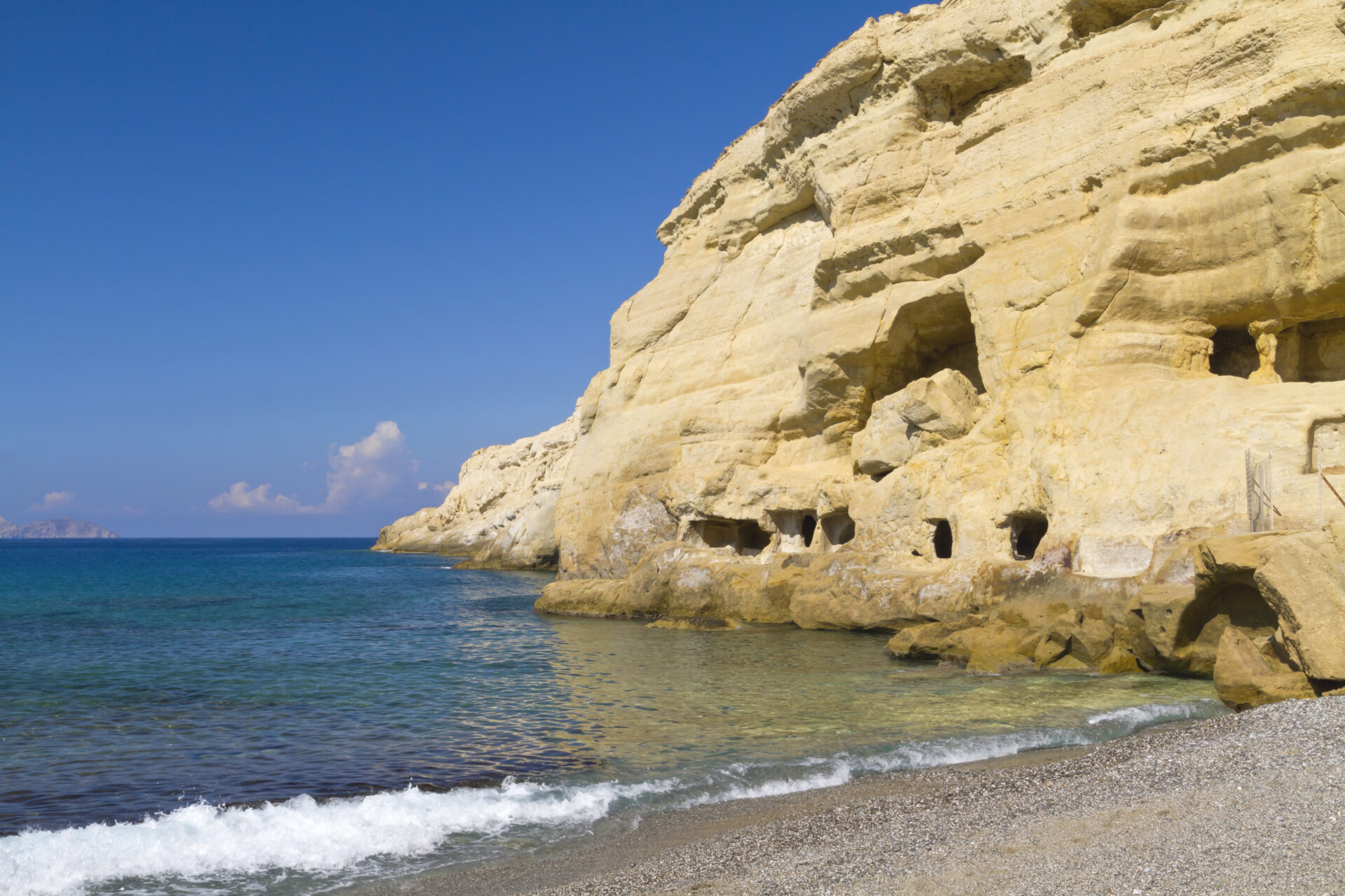 Matala caves beach hippie rock formations Crete
