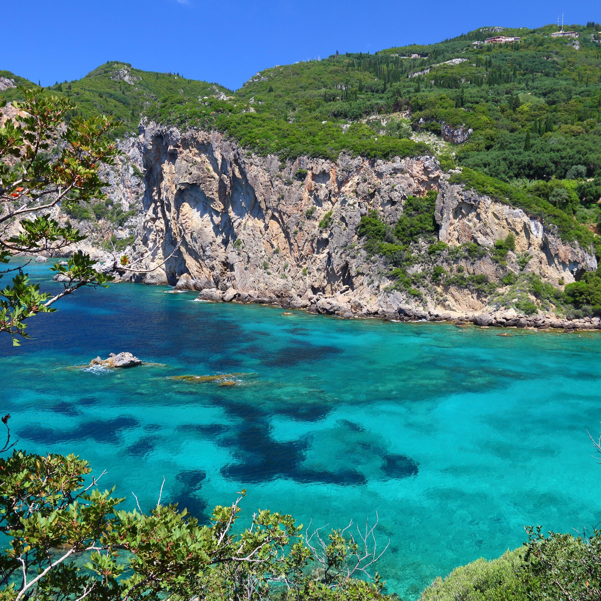 Paleokastritsa, Corfu Turquoise coves and cliffs at Paleokastritsa, Corfu